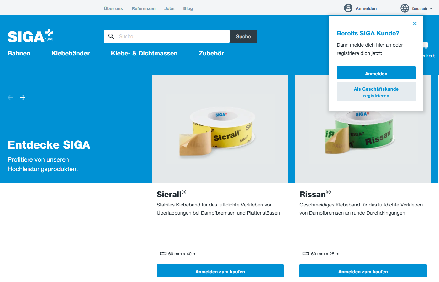 Screenshot shop.siga.swiss